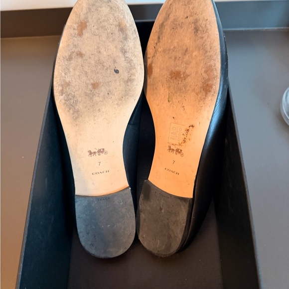 Coach Black Leather Loafers with Gold Detail - Picture 4 of 6